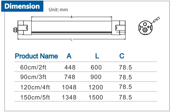 TUV Ce Listed IP68 Round Tube LED Linear Light IP68 Waterproof LED Linear Light