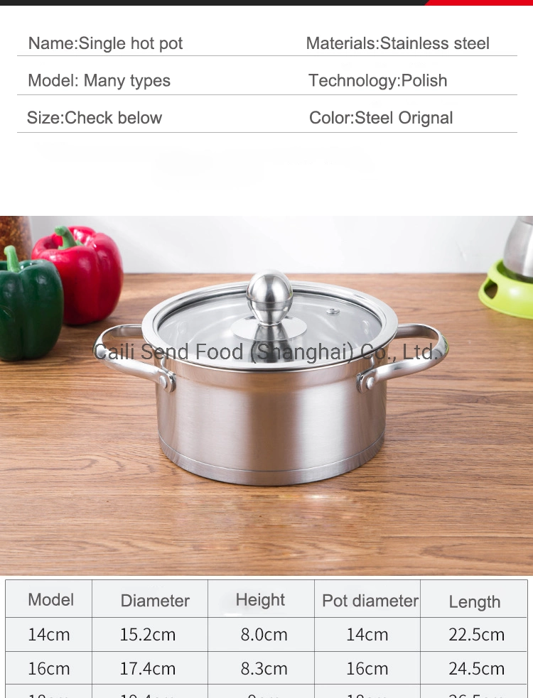 Stainless Steel Single Bottom Hot Pot Soup Pot