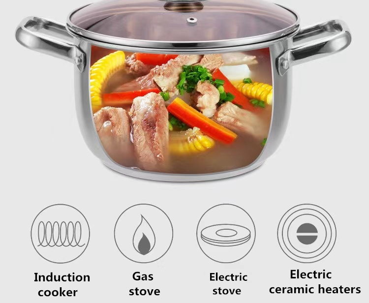 Soup Pot Manufacturer Directsale Stainless Steel Soup Pot Set Soup Stew Pot Soup Pot with Handle