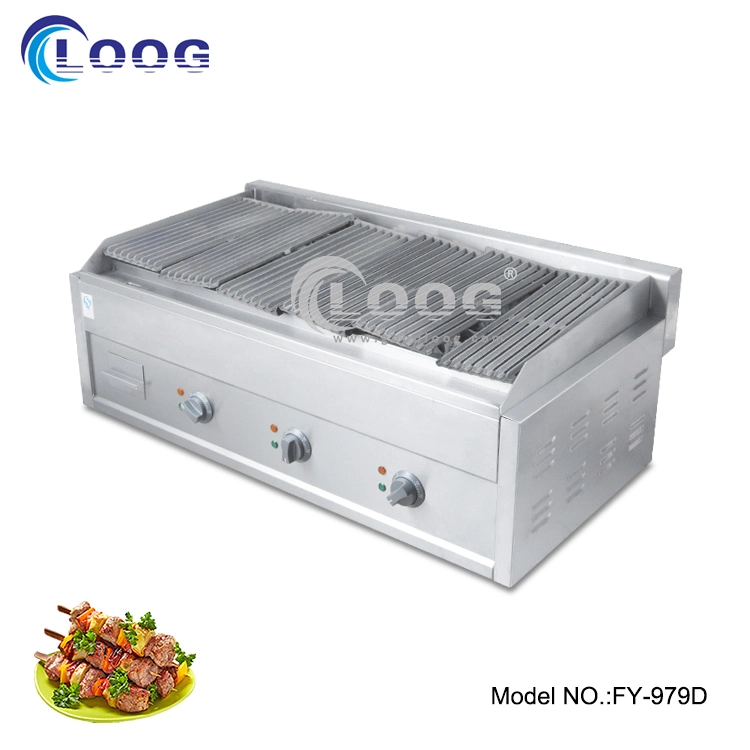 Restaurant Use Outdoor Kitchens Commercial Electric BBQ Grill Cast Iron Grill Lava Rock Grill