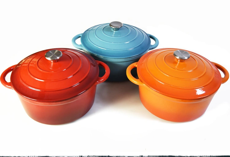 Cast Iron Enamel Porcelain Casserole Stew Cooking Pot with Lid