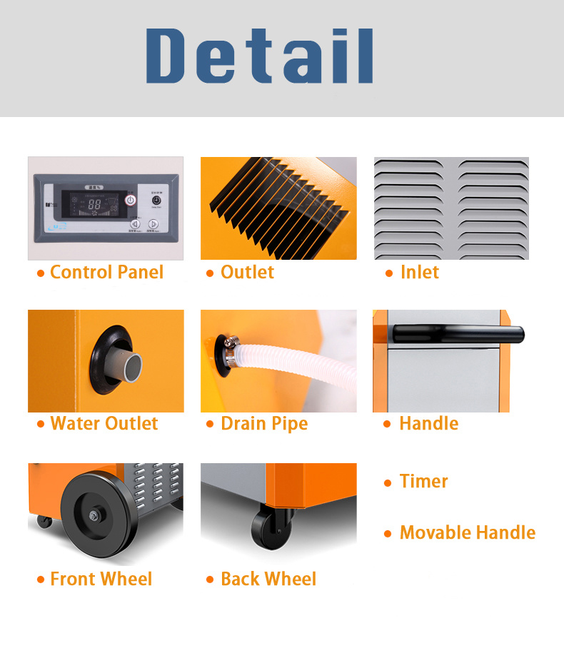 Eurgeen 90L/Day Hot Sale Rotomolding Industrial Dehumidifier Industrial Basement Dehumidifier Industrial Metal Dehumidifier