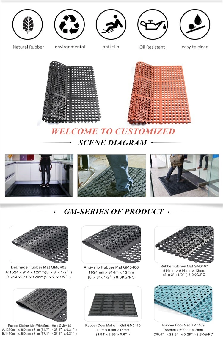 Color Rubber Mat Anti- Slip Rubber Mat Anti-Slip Kitchen Rubber Floor