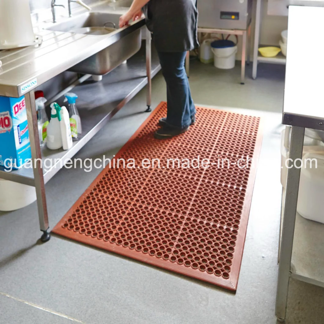 Anti-Slip Hollow Porous Kitchen Rubber Floor Matting / Rubber Kitchen Mat