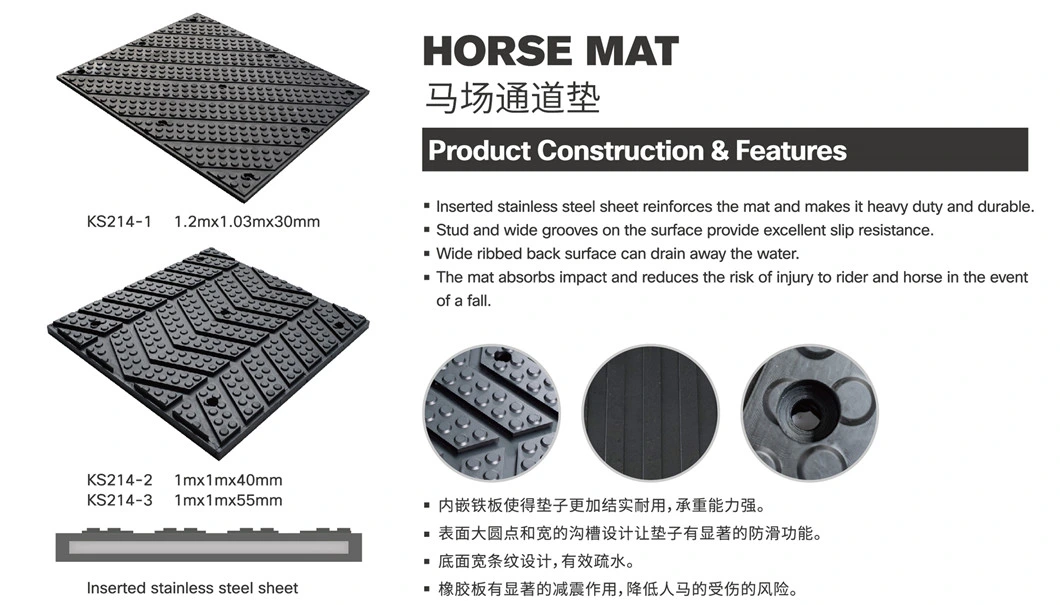 Heavy Duty Reinforced Inserted Stainless Steel Race Horse Racecourse Rubber Mat