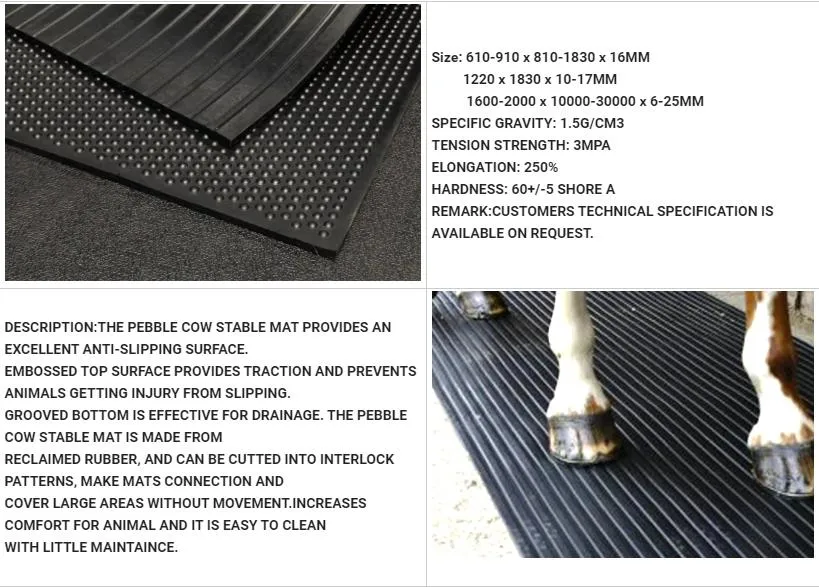 Professional Rubber Stable Mat, Horse Stall Mats, Horse Cow Rubber Mat