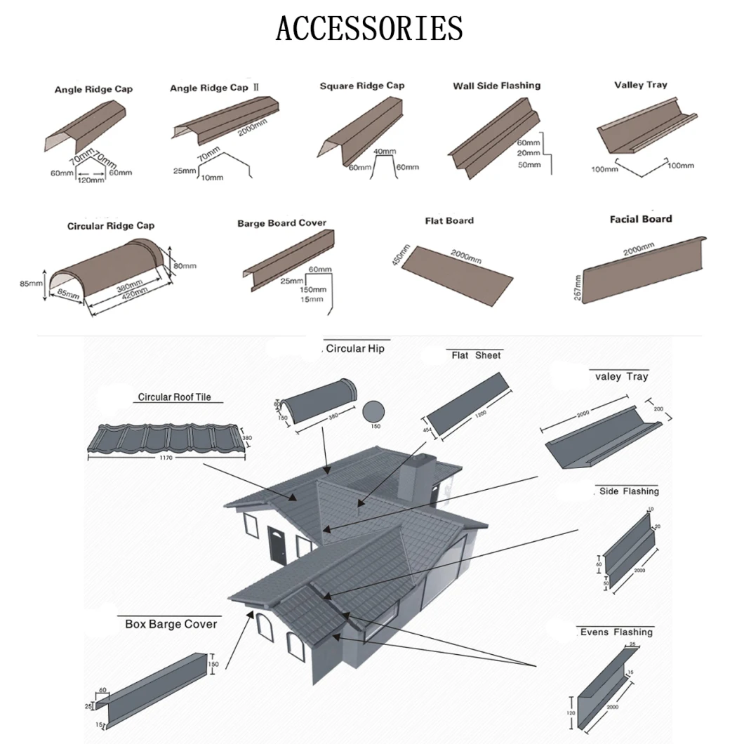 Long Life Time Stone Coated Steel Makuti Grained Tile Roofing Sheets