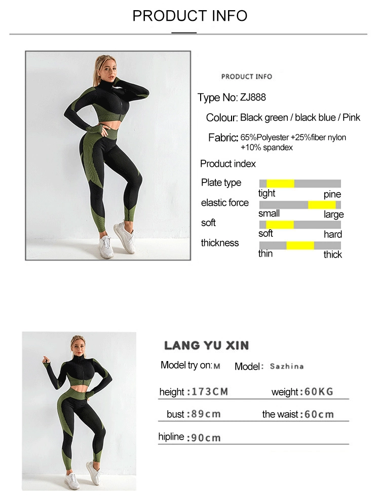 Gym Clothing Knitted Seamless Elastic Jacket Sport Gym 3 Piece Yoga Set Fitness Nylon