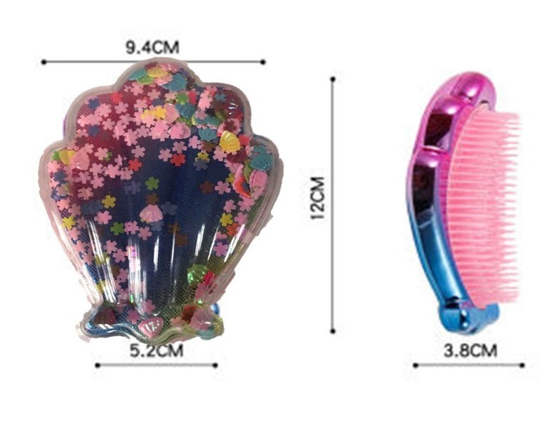 Cute Design Flowing Colorful Star Glitter Clamshell Detangler Hair Brushes