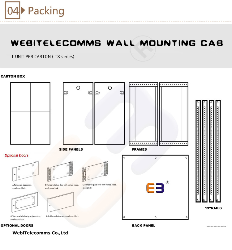 19inch Wall Mounted Data Rack Cabinet with Bevel Edge Mounted Server Rack