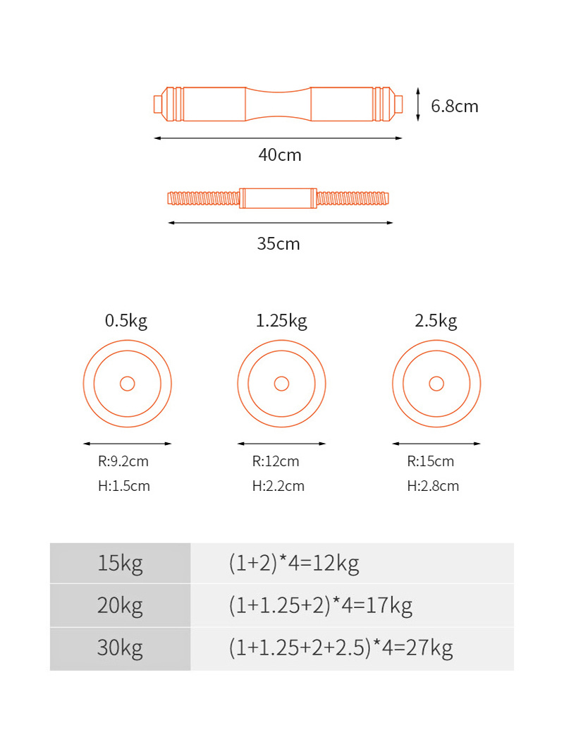 Gym Equipment 40kg Dumbbell Weight Lifting Adjustable Dumbbell