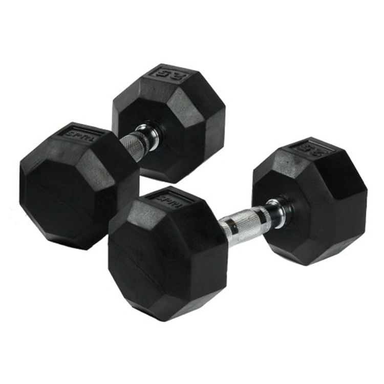 Free Weight Fixed Rubber Coated Hex Dumbbell Gym Equipment