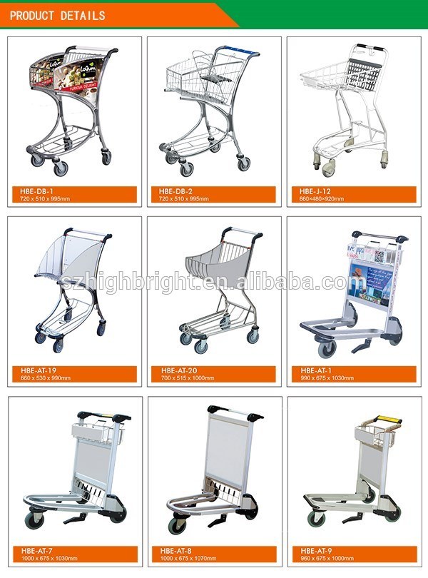 Shopping 6063 High Strength Pull Four Wheel Aluminum Brake Airport 300kg Heavy Duty Hand Trolley