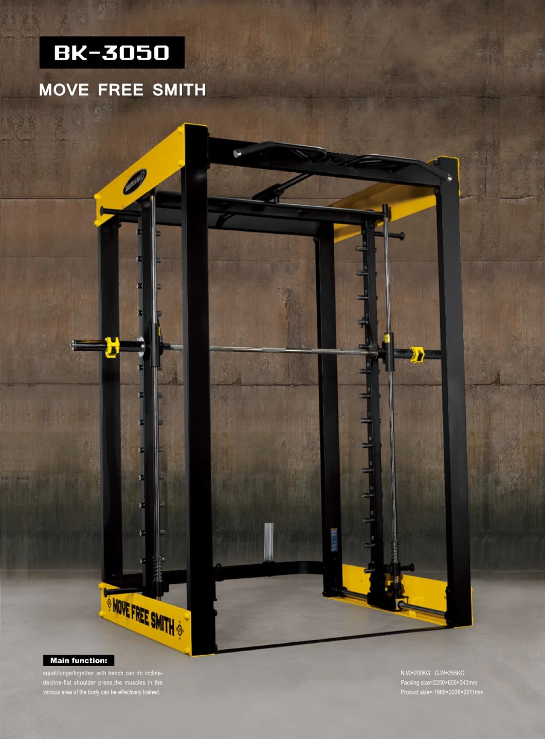 Frame Type Multi Function Smith and Squat Rack for Home and Commercial Gym