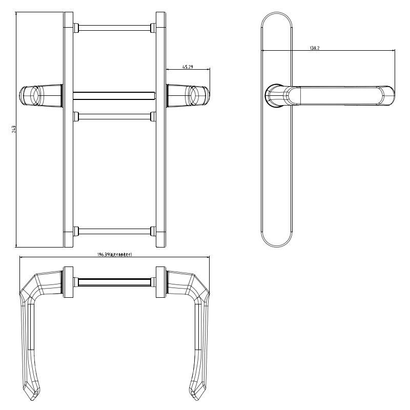 Zinc Handle Shower Accessories Shower Sliding Door Handle