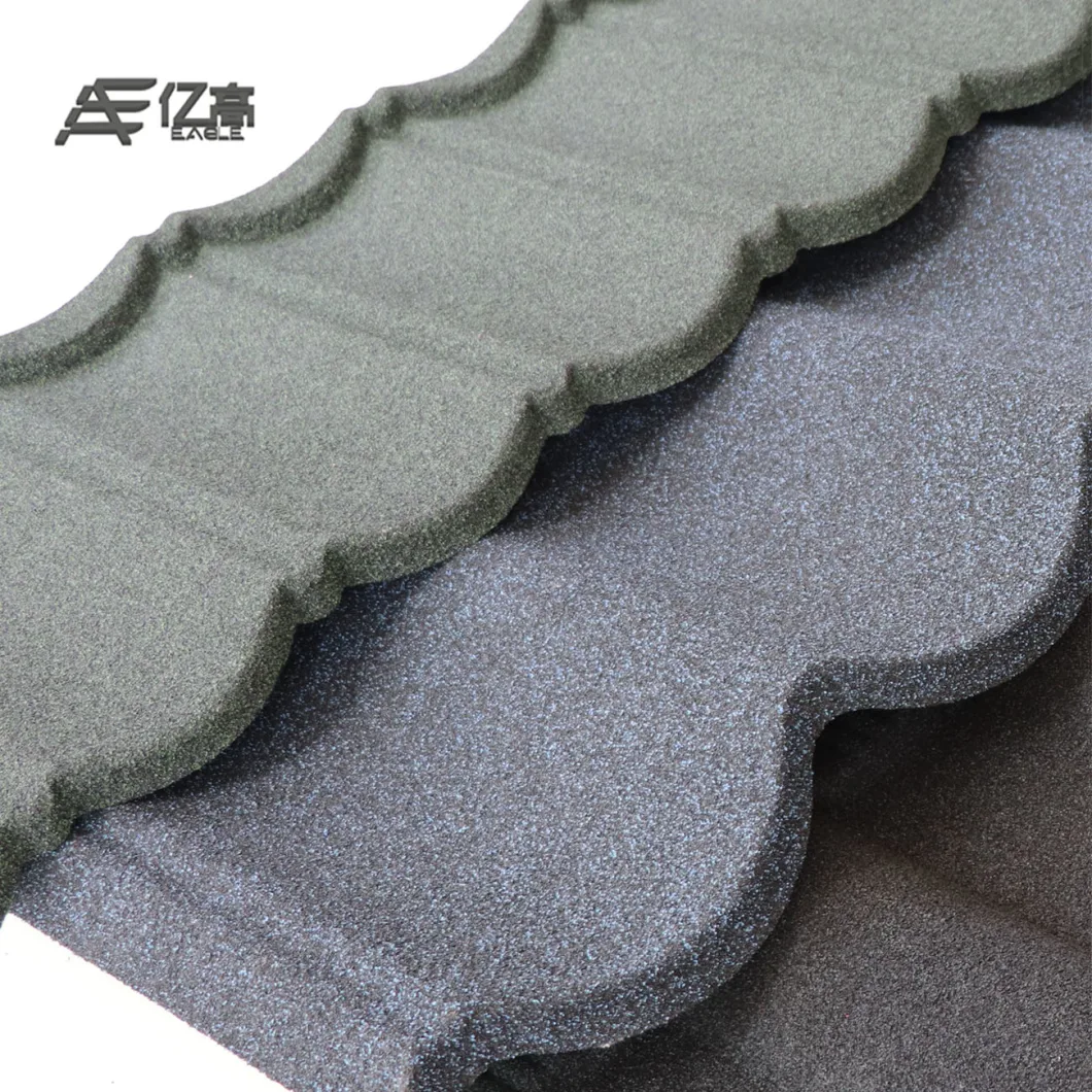 Long Life Time Stone Coated Steel Makuti Grained Tile Roofing Sheets