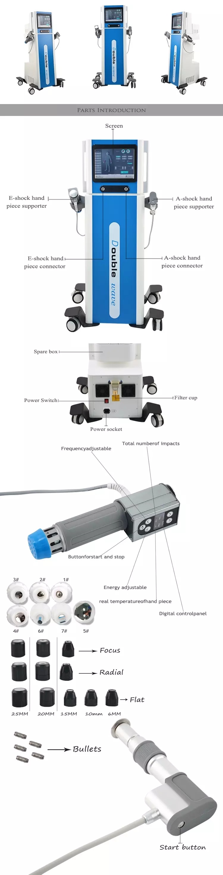 Shock Wave Massage Gun Pain Relief Shockwave Therapy Machine ED Treatment