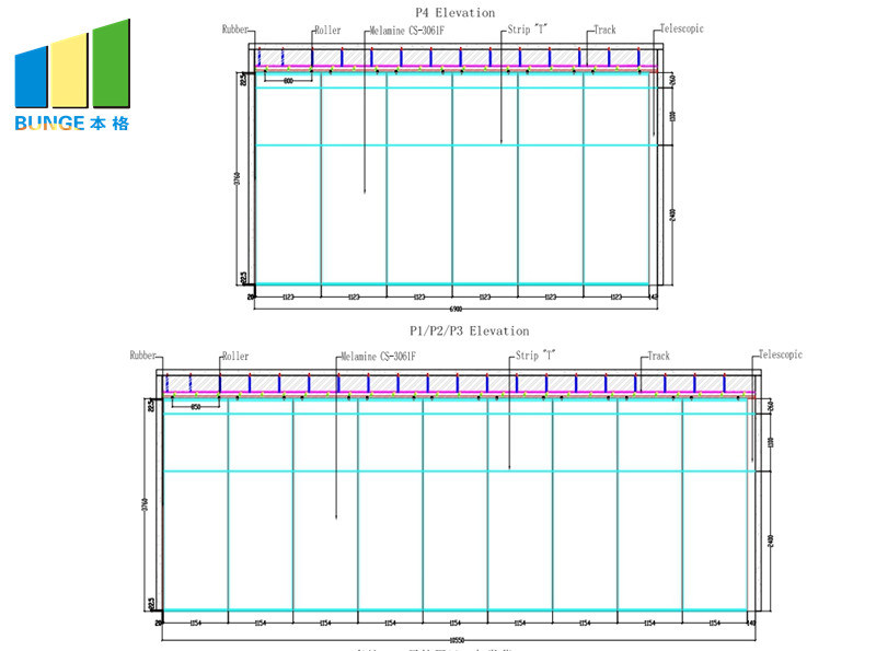 Office Folding Operable Partition Walls Aluminum Hanging Conference Room Partitions