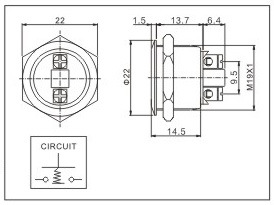 Qn19-A4 19mm Momentary Flat Head Screw Flat Screw Pin Momentary Push Button Switch