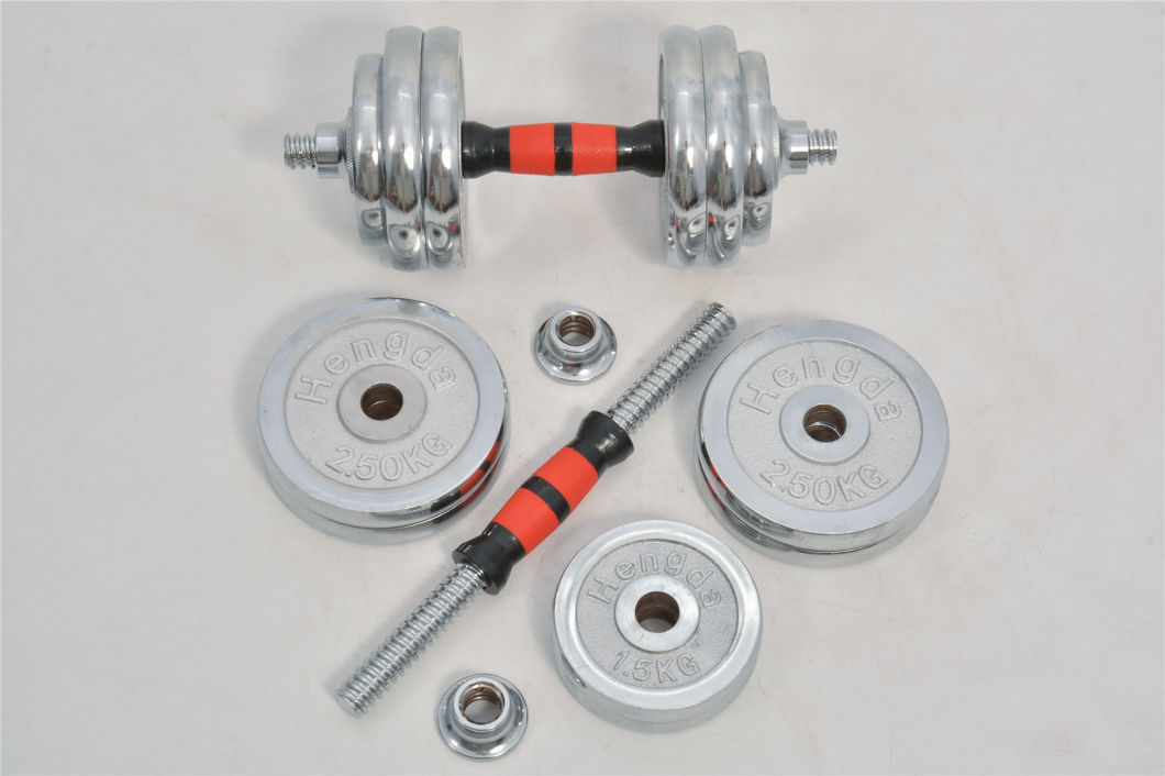 30kg Adjustable Chrome Dumbbell Set, Free Weights Dumbbell with Connecting Rod Used as Barbells 2 in 1, Adjustable Fitness Dumbbell Suit with Storage Box