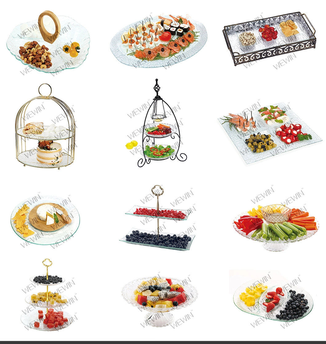 China Wholesales 3PCS Kitchenware Tray with Iron Rack Glassware Plates