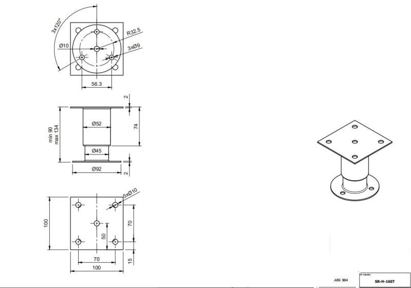 304 Stainless Steel Kitchen Adjustable Leg Cabinet Adjustable Leg