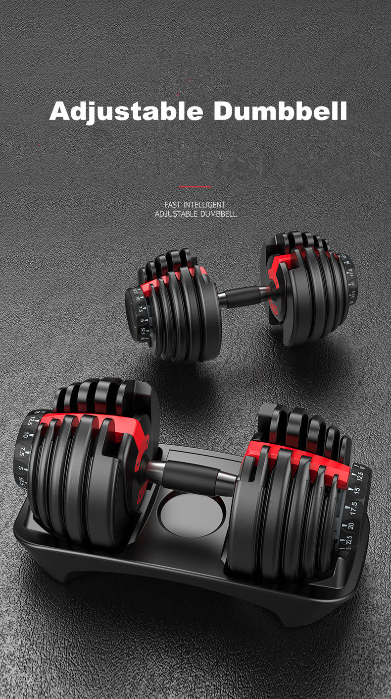 Home Gym Fitness Equipment Body Building Dumbbell Rubber Cast Iron Adjustable Dumbbells with Stand