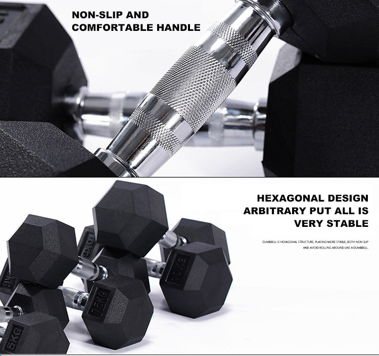 Steel Home Weight Lifting 20kg Hex Rubb Dumbbell for Fitness