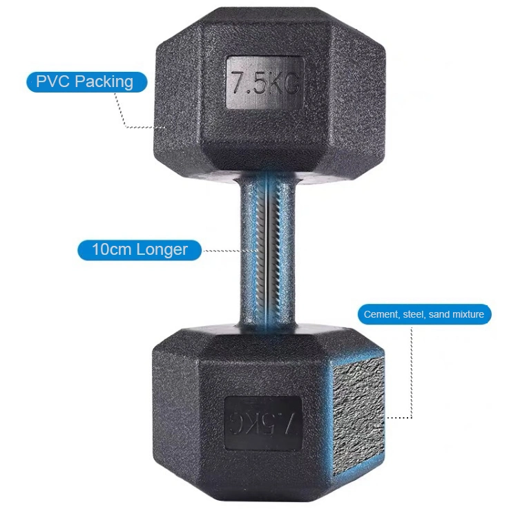 Gym Used Factory Supplied Cheap Rubber Hex Dumbbell