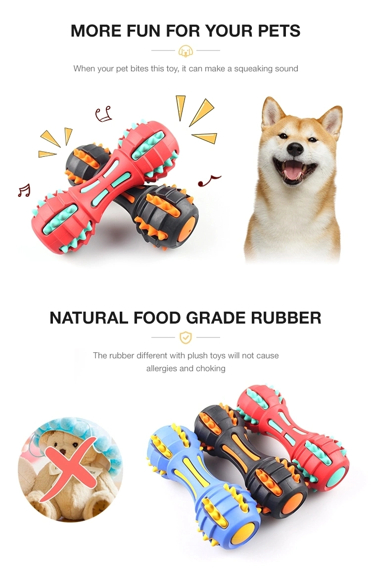 Durable Grinding Teeth Pet Chew Toys Rubber Dumbbell Dog Toys