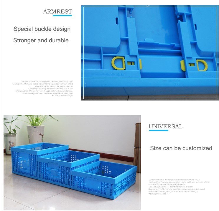 Blue Collapsible Box Storage Containers Folding Plastic Basket