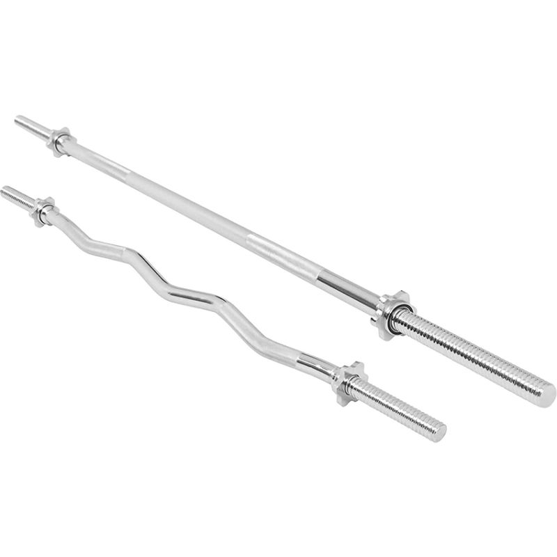 Threaded Regular Ez Curl Weight Lifting Barbell Bar with Collars