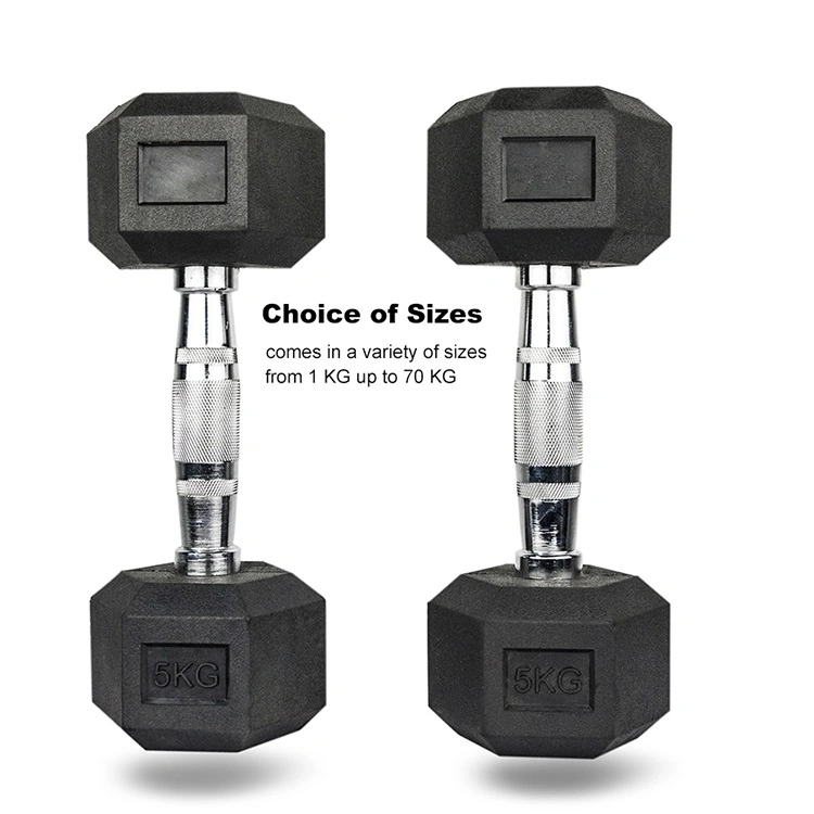 Fitness Gym Equipment Rubber Weights Hex Dumbbell Set