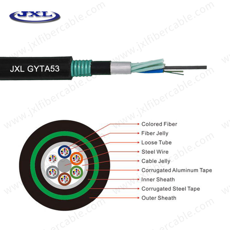 Whole Sale Single Mode Stranded Loose Tube Armored Optic Fiber Cable GYTY53