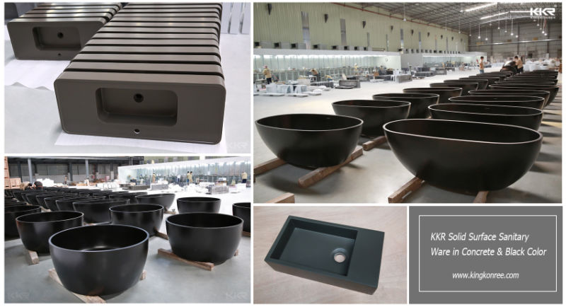 Dark Grey and Black Bathtub Solid Surface Black Color Acrylic Bathtubs