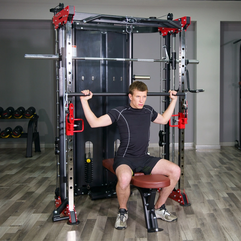 Fitness Linear Bearing Smith Machine with Weight Stack and Barbell