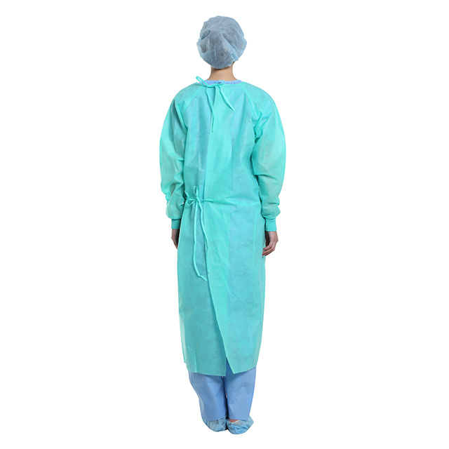 Blue PP/SMS Isolation Gown 18GSM 20GSM 23GSM 25GSM 28GSM 30GSM Various Weights