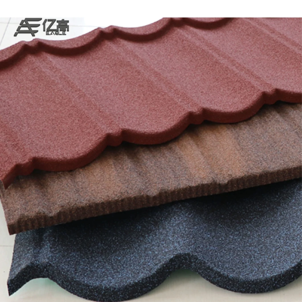 Long Life Time Stone Coated Steel Makuti Grained Tile Roofing Sheets