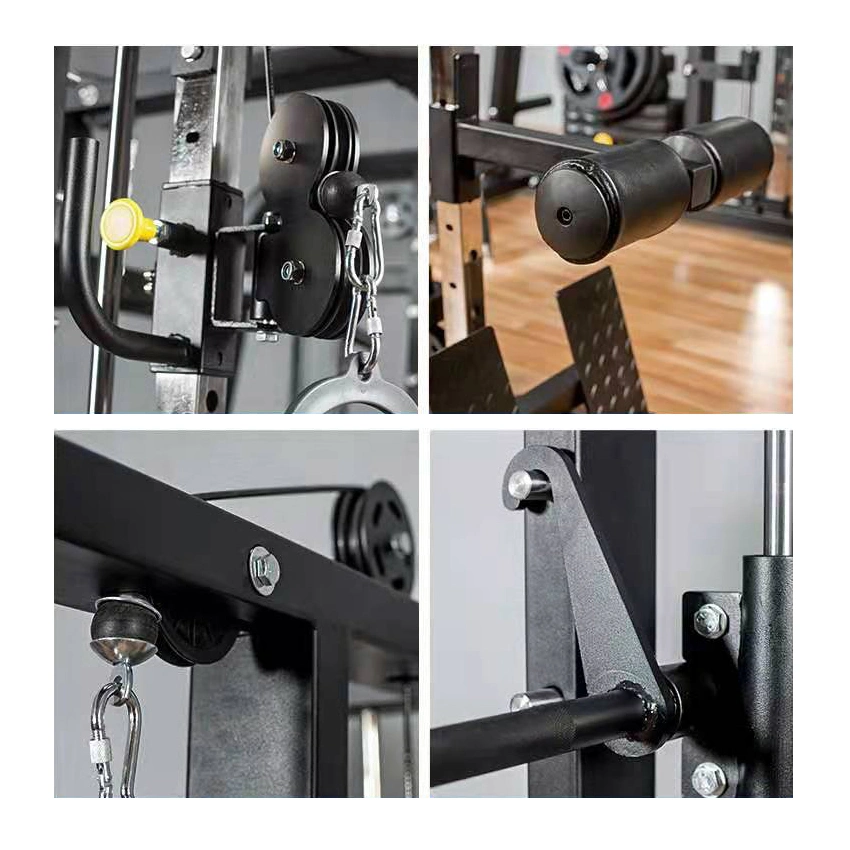 Multi Function Smith with Weight Stack Power Cage Leg Press DIP Chin & Jammer Arms Adjustable Weight Bench with Leg Extension Commercial Gym Fitness