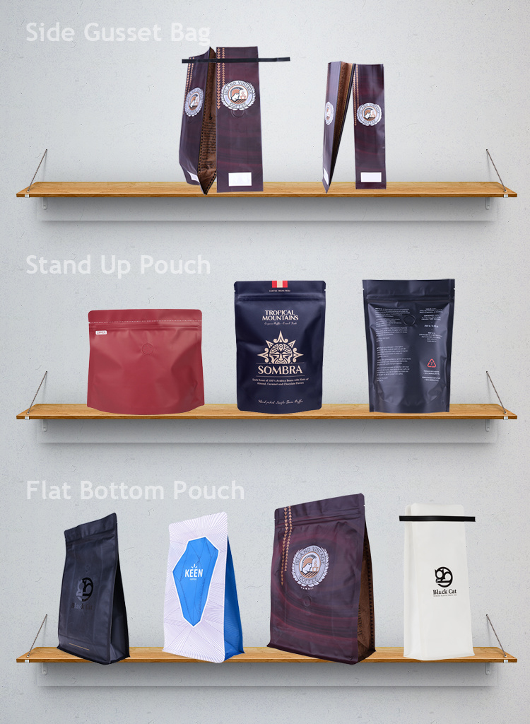 Customized Flat Bottom Foil Flat Bottom Foil Coffee Pouch