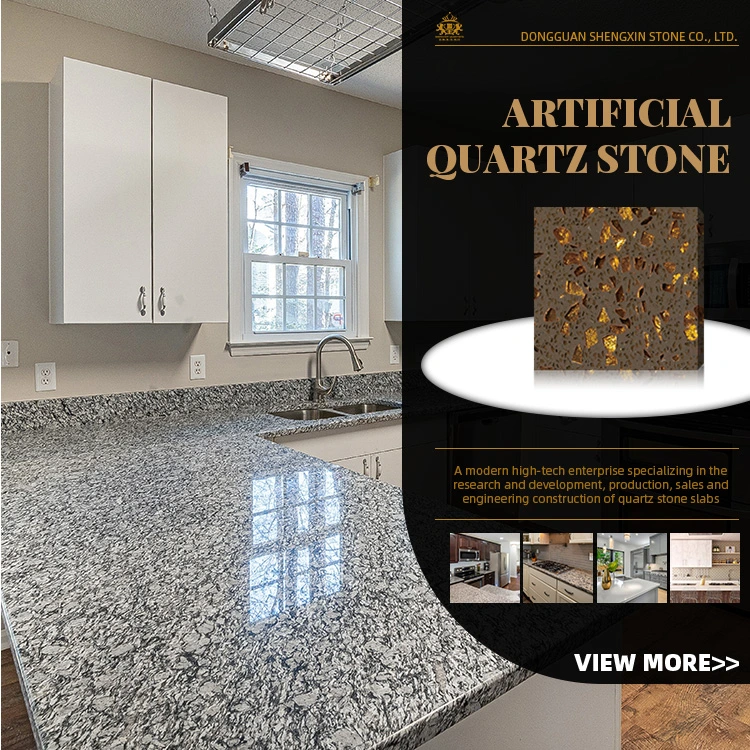 Artificial Calacatta Gray Quartz with Black Vein Plates for Kitchen Countertops