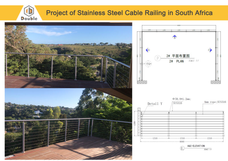 Meter Price The Wire Railing Stainless Steel Cable Railing with LED Light