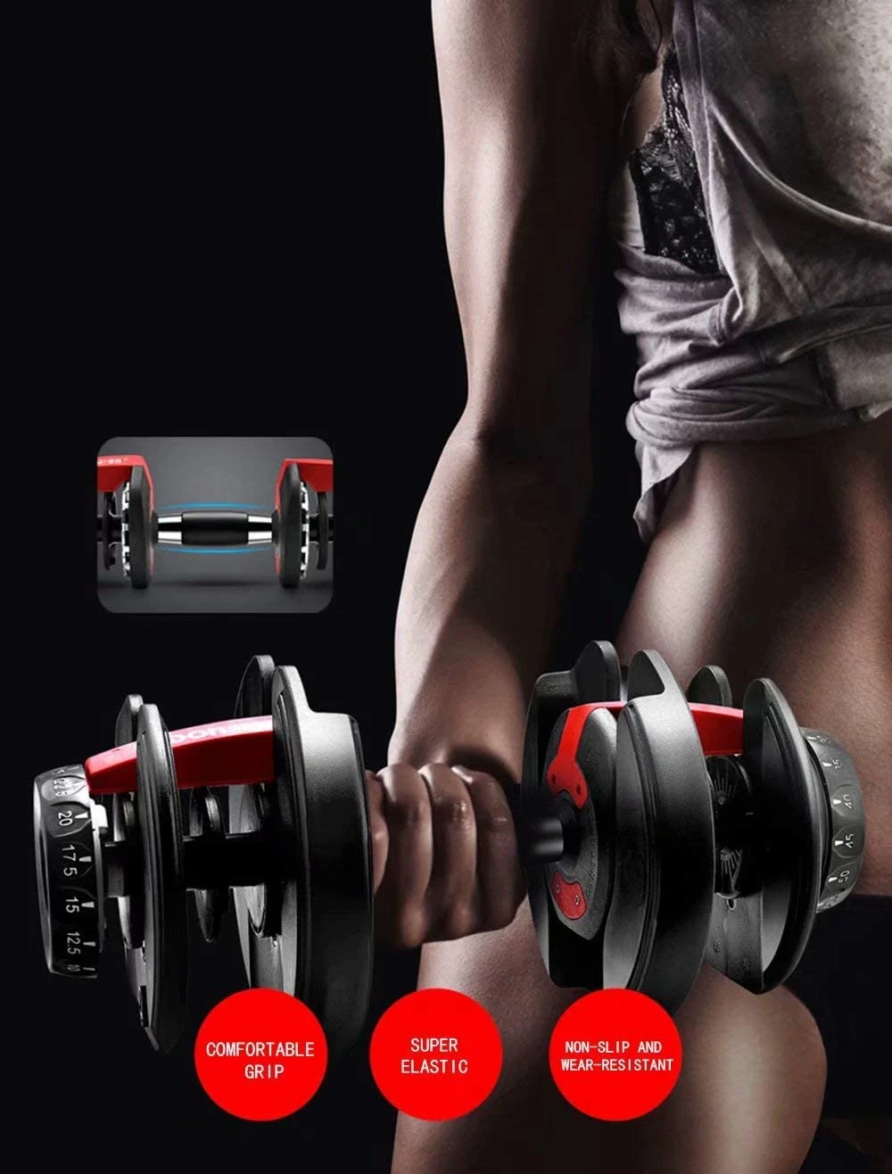 Hot Selling Adjustable Dumbbell Set 24kg Gym Equipment 40kg Dumbbell Weights