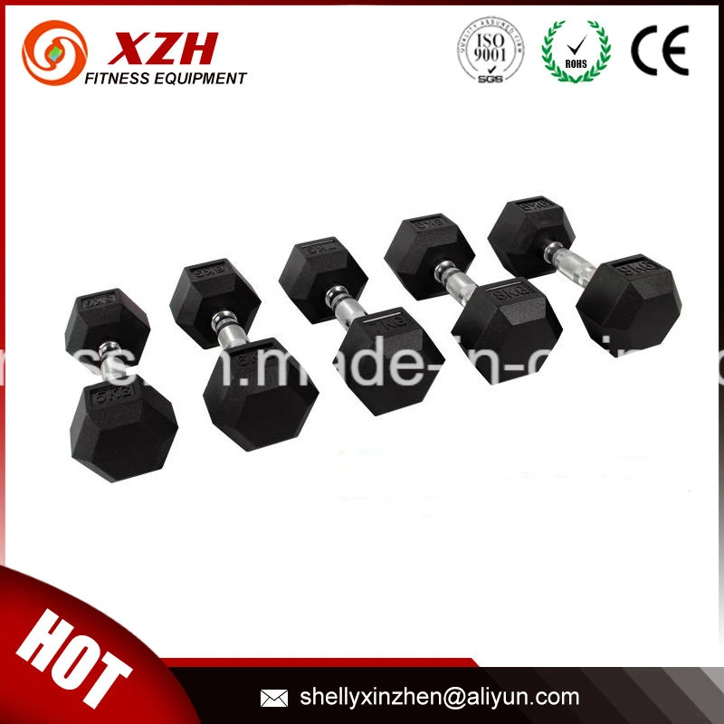 Gym Rubber Coated Hex Dumbbell Set