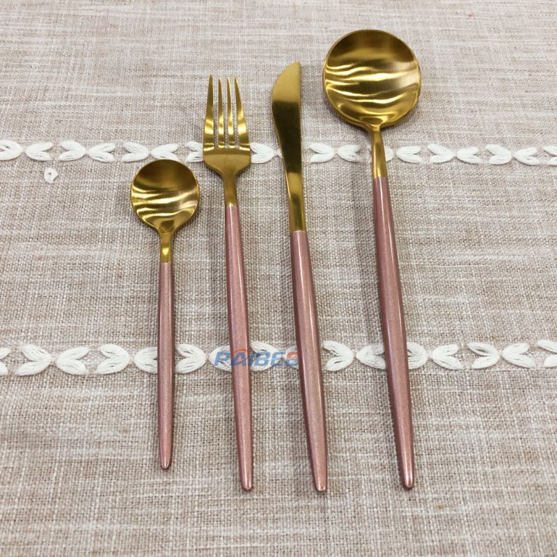 Paibee 18/10 Pink Cutlery Set Pink Flatware Set Wholesales Restaurant Cutlery Set