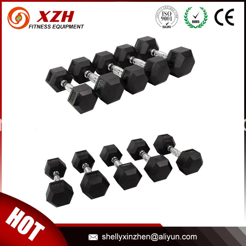 Gym Rubber Coated Hex Dumbbell Set