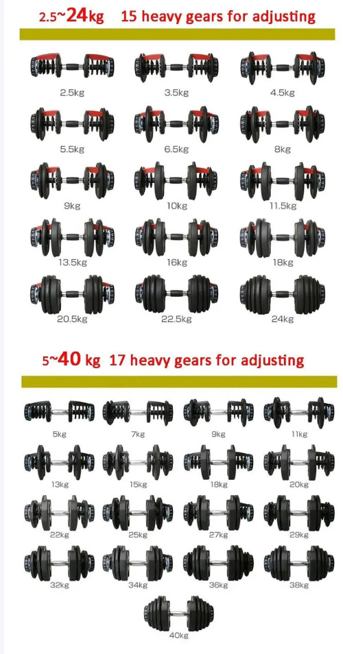 Adjustable Weights Dumbbells 24kg Gym Training Bodybuilding Weight Set