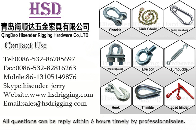 Lifting Hardware Rigging SS304/316 Key Pin Shackle 10mm with Bar