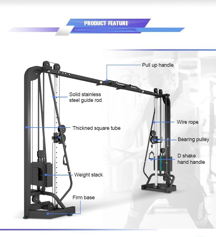 100kgs*2 Weight Stack Adjustable Heavy Duty Fitness Gym Equipment Cable Crossover