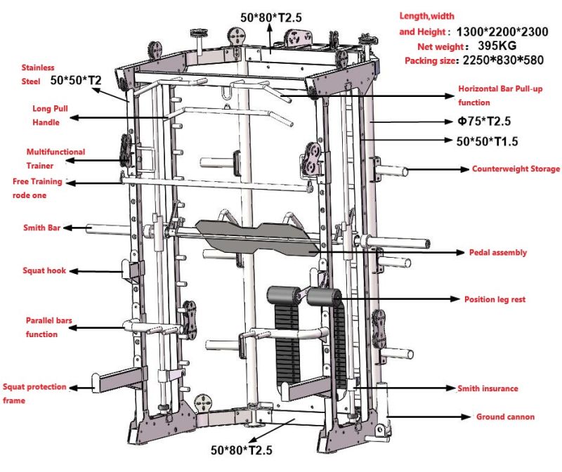 Ont-R01 Commercial Multi Rack Gym Fitness Equipment Power Rack Smith Rack Machine